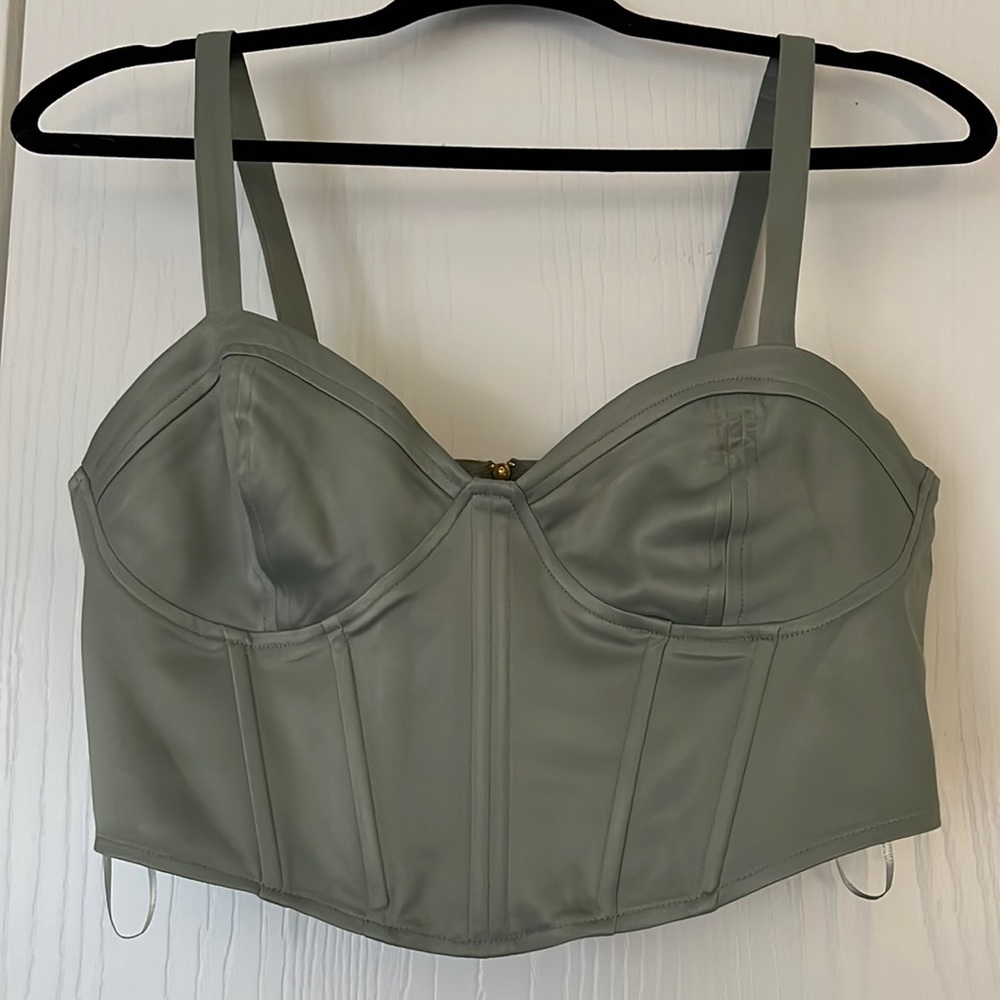 Zara Green Satin Effect Corset Top.